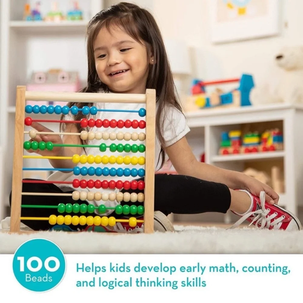 Melissa & Doug Abacus - Classic Wooden Educational Counting Toy With 100 Beads
